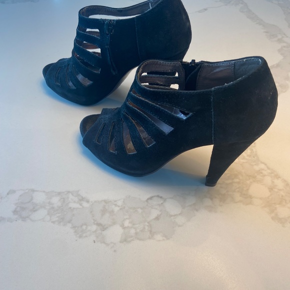 Black Suede Cage Heels - Picture 2 of 5